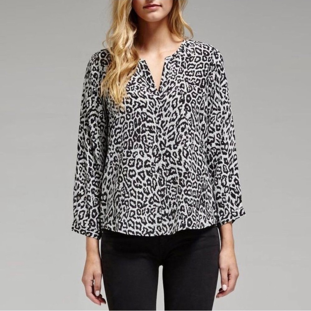Joie Black and White Leopard Print Blouse